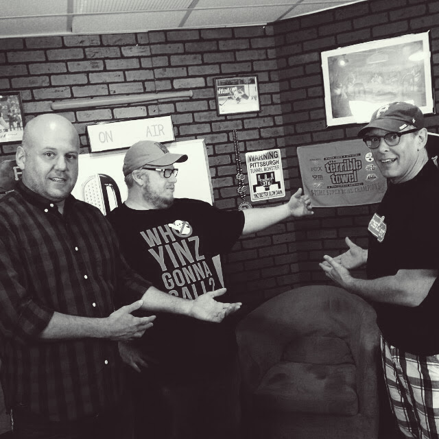 TJ Porfeli of Pittsburgh's Ghosts N'at points out to John and Craig that they aren't alone in the studio...