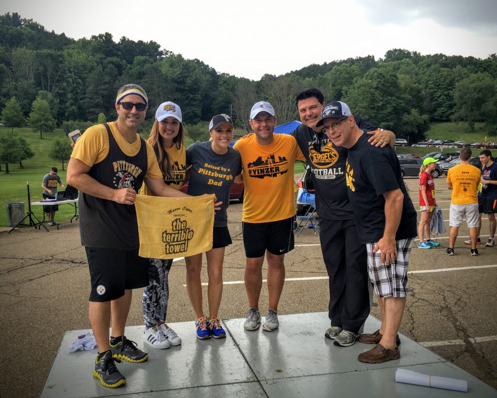 L to R: Pittsburgh Podcast Network's Frank Murgia, Celina Pompeani, Jackie Cain, Ryan Recker, Jimmy Krenn, John Chamberlin