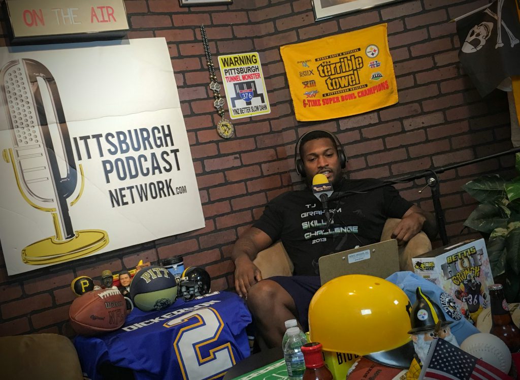 Dorin Dickerson gets his first podcast underway at the Pittsburgh Podcast Network studio...